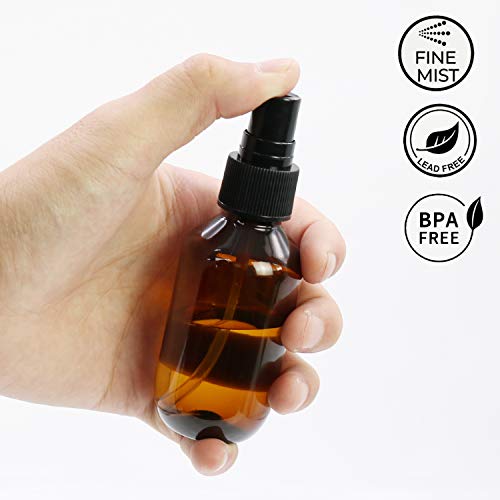 SYNTECSO 96 Pack 2oz Amber Plastic Spray Bottles, Fine Mist Spray Bottles for Essential Oils, Water Spray Bottle for Hair Plant & Cleaning Solution