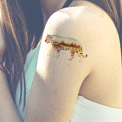 Waterproof Temporary Tattoo Stickers 2 Sheets Forest Bear Tiger Arrow Perfect for Parties, Events and More