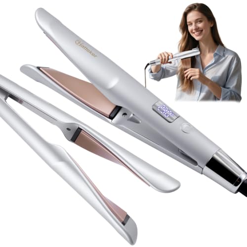 Hatteker 2-in-1 Hair Straightener Curling Iron Flat Iron - Silver
