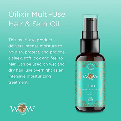 MKS eco WOW Oilixir Multi-Use Hair & Skin Oil, Halcyon Scent - 2 fl oz - Free From Silicones, Sulfate Cleansers, Parabens, Gluten, Mineral Oil & Petrolatum - Vegan, Cruelty Free