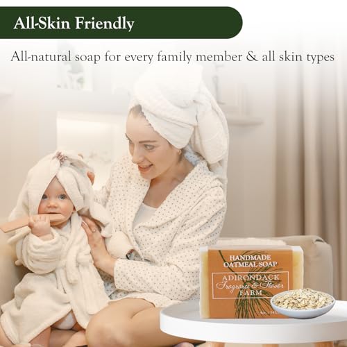 Adirondack Fragrance & Flavor Farm ADK Natural Oatmeal Soap Bar 16 oz., Handmade Vegan Olive Oil Body Soap for Dry and Sensitive Skin, Moisturising for Men, Women & Babies, Produced in the USA