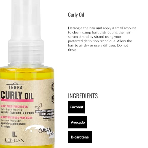 Curly Hair Oil with Avocado & Coconut - Shine, Frizz Control & Heat Protection - 75ml
