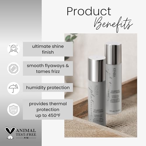 Kenra Platinum Silkening Heat Cr?me | Brilliant Shine Thermal Styler | Reduces Hot Tool Passes by 50% | Prevents Breakage & Improve Manageability | Heat Protectant | All Hair Types | 3.4 fl. Oz
