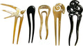 Set of 5 Buffalo Horn Hair Sticks for Women - Handcrafted Hair Accessories