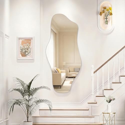 48x22 Inch Irregular Frameless Wall Mirror - Asymmetrical Decorative Mirror for Bathroom, Bedroom, Living Room - Variation: Frameless / 48"L x 22"W