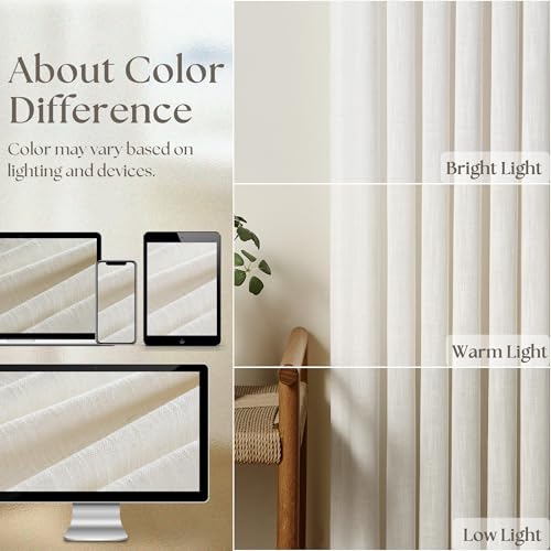 Natural Linen Pinch Pleated Curtains Set - 40W x 112L Inches, Pack of 2