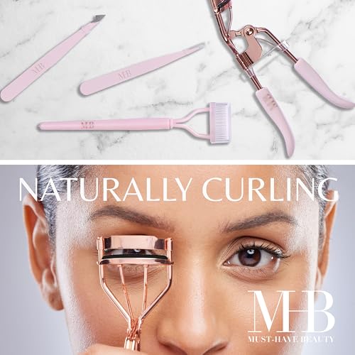 14-Piece Rose Gold Makeup Brush Set with Eyelash Curler & Tweezers