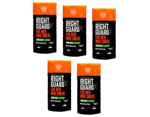Right Guard Xtreme Defense 5 Anti-Perspirant & Deodorant Pack of 5 - Fresh Blast 2.6 Oz