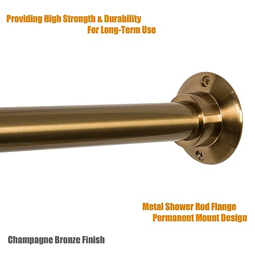 Heavy Duty Shower Curtain Rod 60 Inch Stainless Steel Wall Mount with Champagne Bronze Finish