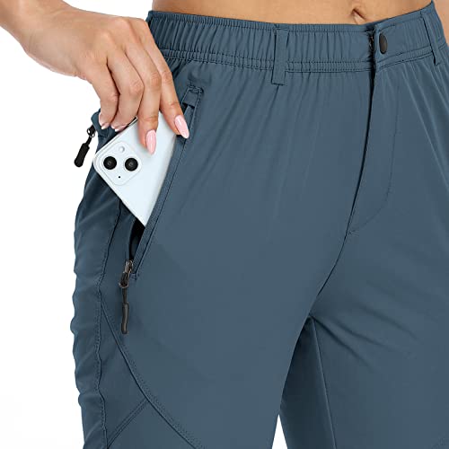 SPOSULEI Womens Summer Lightweight Pants Outdoor Nylon Quick Dry Travel Golf Hiking Sweatpants with Zipper Pockets