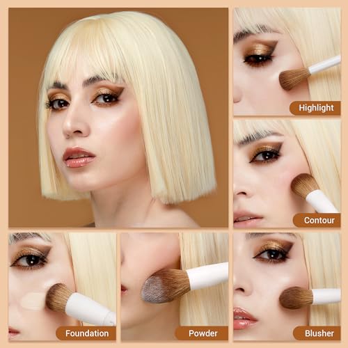 Light Grey 5-Piece Face Makeup Brush Set - Foundation, Blush, Contour & Highlighter