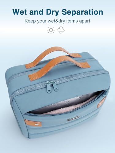 Women's Hanging Toiletry Bag Waterproof Travel Organizer with Jewelry Storage - Large Blue