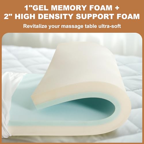 JINGFUD 73" White Lash Bed Topper Set with Gel Memory Foam & Face Rest Cover