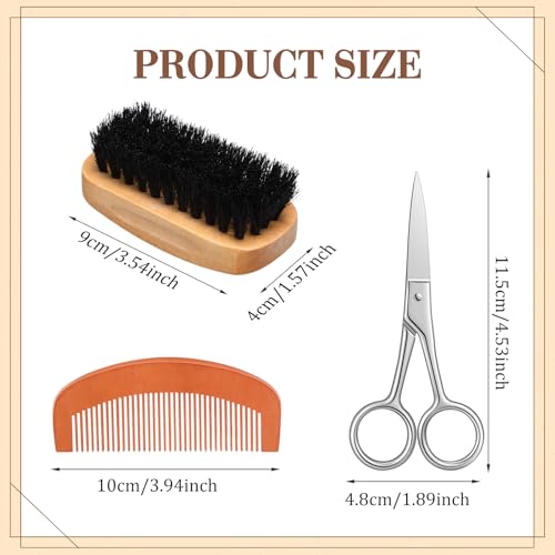 Rectangle Beard Brush & Comb Grooming Set - 10 Pieces