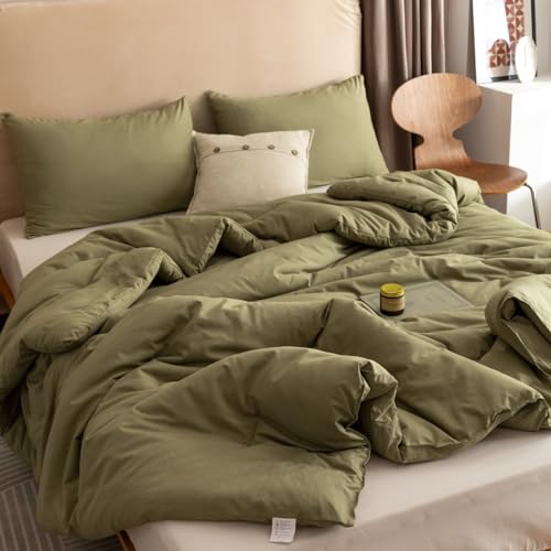 ROSGONIA Super King Plus Comforter - Olive Green 128x120 Oversized Bedding Quilt