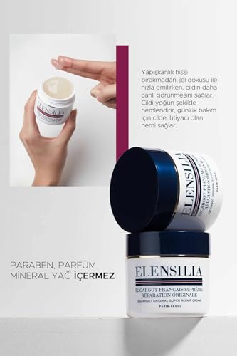 Elensilia Snail Repair Cream with 80% French Snail Mucin - Deep Hydrating Face Moisturizer, 50g - Variation 1 Pack of 1