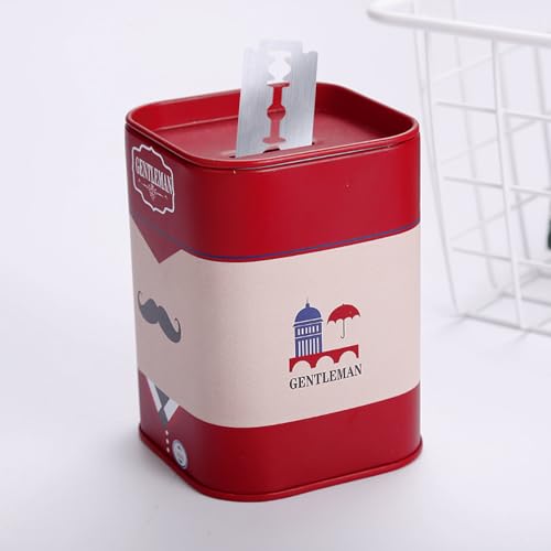 Razor Blade Disposal Case, Safety Razor Bank Container for Used Razor Storage, Red