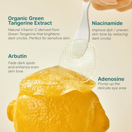Goodal Green Tangerine Vitamin C Eye Patches 60 Sheets - Hydrating Under Eye Masks, Tired Puffiness Relief, Korean Skincare, Version 1