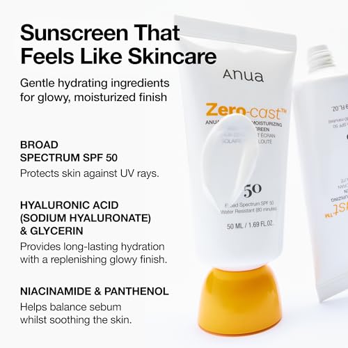 Anua Ultimate Glow Protection Duo, Zero-Cast Moisturizing Finish Sunscreen + Niacinamide 10 + TXA 4 Serum, SPF 50,No White Cast, Facial Serum for face, Korean skincare Set