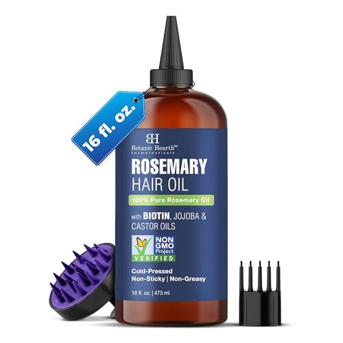 Botanic Hearth Rosemary Hair Oil 16 Fl Oz - Organic, Promotes Hair Growth & Thickness - Variation: 16 Fl Oz-Rosemary (1pk)