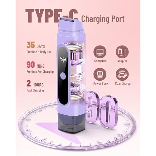 Bikini Trimmer for Women, 2-in-1 Bikini Line & Pubic Hair Trimmer Women, Wet & Dry Electric Razor, Close & Gentle Shaving for Bikini Area, USB Rechargeable
