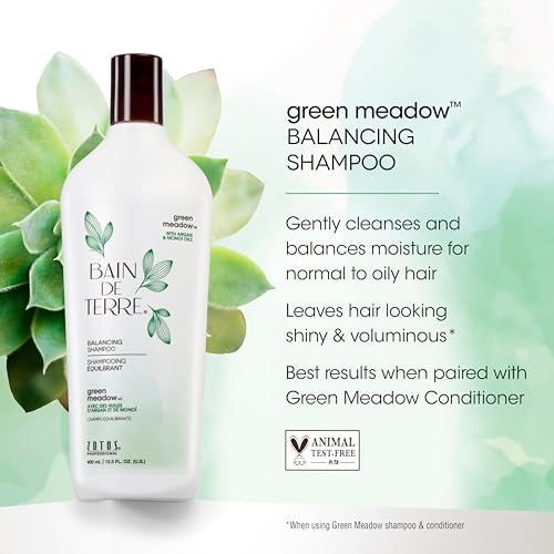 Bain de Terre Green Meadow Balancing Shampoo 33.8 Fl Oz - Gentle, Paraben-Free Hair Cleanser with Argan & Monoi Oils