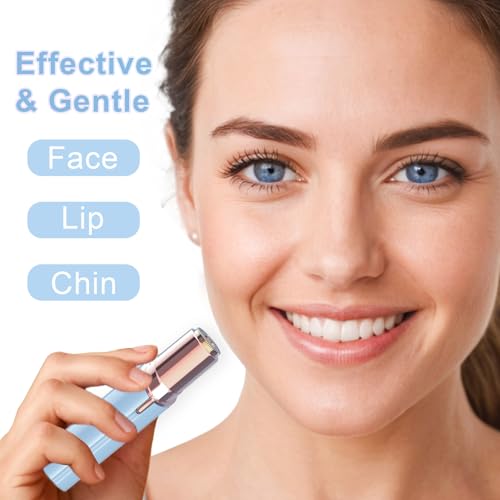 Facial Hair Removal for Women - USB Rechargeable with 3 Replacement Heads - Blue