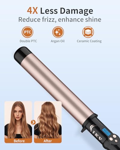 Large 1.5 Inch Ceramic Curling Wand for Long Hair - 1 1/2 Inch Barrel, Salon-Grade