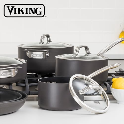 Viking 1 Quart Nonstick Saucepan with Glass Lid - Gray, Oven & Dishwasher Safe