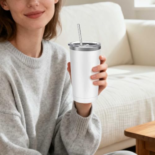 20-Pack Stainless Steel Insulated Travel Tumblers 20oz White Gift Set
