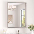 Keonjinn 32 Inch x 24 Inch Brushed Nickel Bathroom Mirror - Over Sink Aluminum Frame