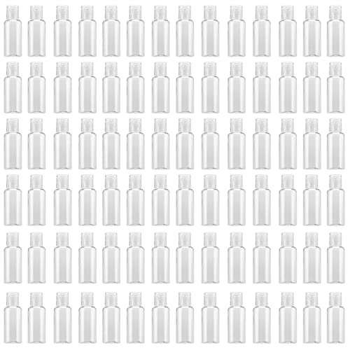 110 Pack 1oz Clear Plastic Travel Bottles with Flip Cap - Refillable Sample Containers