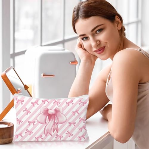 Pink Bow Makeup Bags Set for Women - 30 Coquette Cosmetic Pouches with Bow Variation