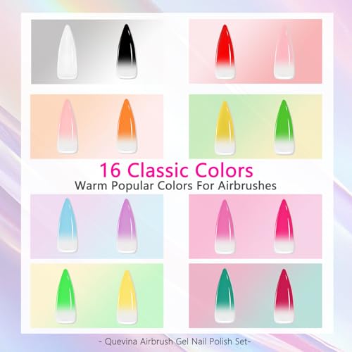 16 Colors Airbrush Gel Nail Polish Set - No Dilution Needed, 15ml x 12 - Variations of THIS listing