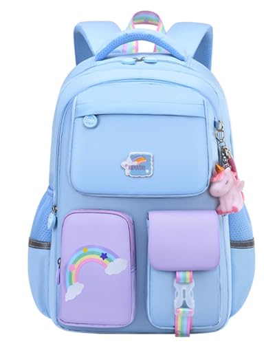 Unicorn Backpack for Kids - Cute Lightweight Laptop Bag, Blue Small