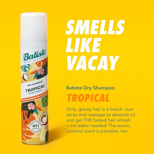 Batiste Tropical Dry Shampoo Set - 2 x 5.71 oz Waterless Hair Refresh & Volume