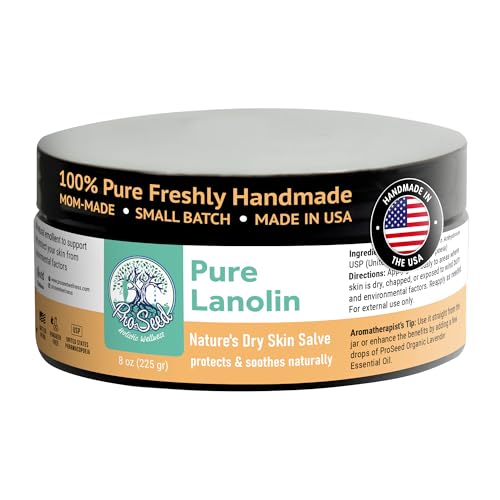 ProSeed Handmade Pure Lanolin Cream ? Unrefined Balm for Moms, Baby Care & Nursing ? Gentle Moisturizer for Dry Skin, Lips, Hands & Face ? Petroleum-Free, 8oz