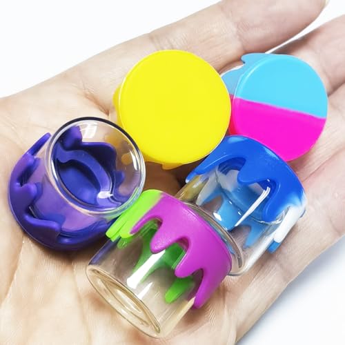6ml Silicone Glass Wax Containers Airtight with Silicone Lid Concentrate Jar Multi Use (50)