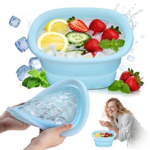 Face Ice Bath Bowl ? Collapsible Silicone Facial Ice Bowl with Built-in Ice Tray for Cold Plunge ? Portable Skincare Tool for Skin Tightening, Puffiness Relief, Travel & Home Use (black)