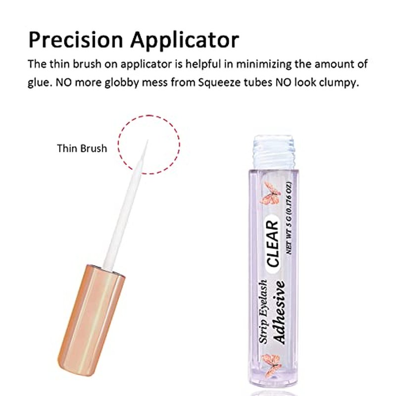 False Eyelash Glue Super Strong Hold Clear Eyelash Adhesive Waterproof Lash Glue Latex-Free Suitable for Sensitive Eyes (2 Pack Clear)
