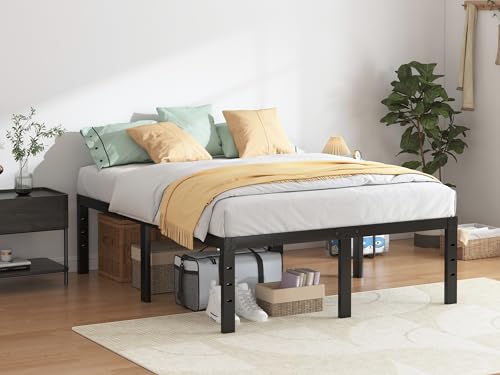 QEROMY Full Size Bed Frame - 18 Inch Sturdy Platform Bed with Storage