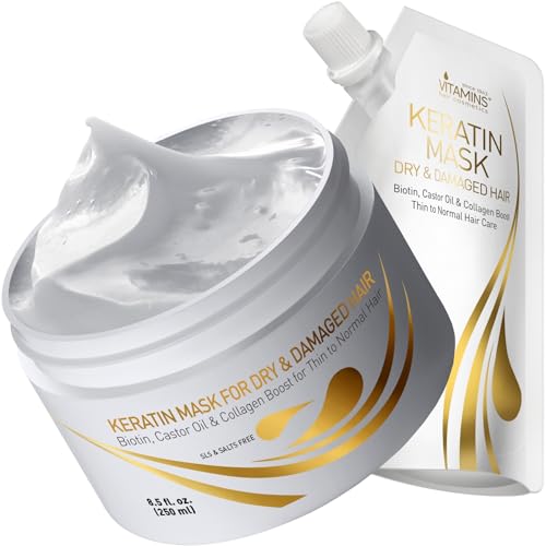 Deep Conditioner Hair Mask with Keratin & Argan Oil - Repair & Hydrate for Damaged & Color-Treated Hair - Value Pack