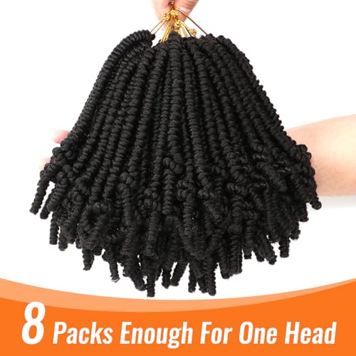 Lifabeauty 8 Pack Short Bob Spring Twist Crochet Hair 8 Inch 1B# for Black Women