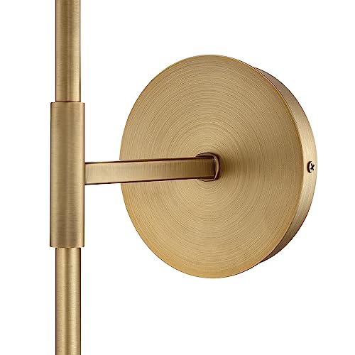 Brass & White Plug-in Wall Sconce with Cotton Shade - Set of 1