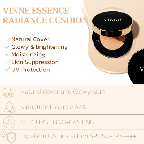 VINNE Korean Cushion Foundation 1 Oz Light Beige - Natural Dewy Finish, Long Lasting, Refill Not Included