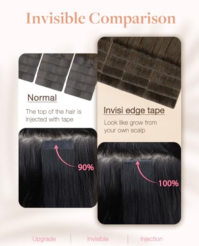 GOO GOO Invisi Edge Hair Extensions Balayage Chocolate Brown to Caramel Blonde 18 Inch 20 Pcs