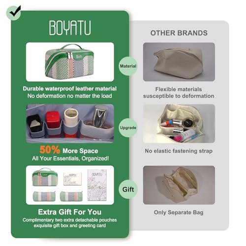 BOYATU C-2-Green Makeup & Toiletry Travel Bag Set for Women