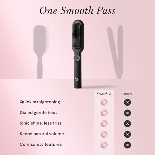 Digital Comb Hair Straightener Brush - Black - 2-in-1 Ionic Styling Tool