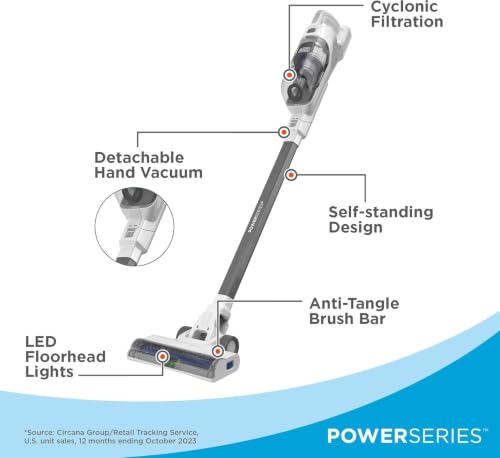 BLACK+DECKER POWERSERIES 16V MAX Cordless Stick Vacuum with LED Lights - Portable, Lightweight, Multi-Surface, Self-Standing