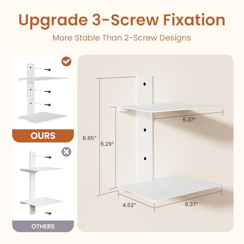 White 8-Tier Invisible Floating Bookshelves Wall Mount 4 Pack
